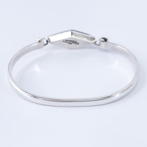 Vintage Taxco Sterling Silver 925 Inlay Bracelet w/ Lapis & Onyx 7” - Picture 4 of 9